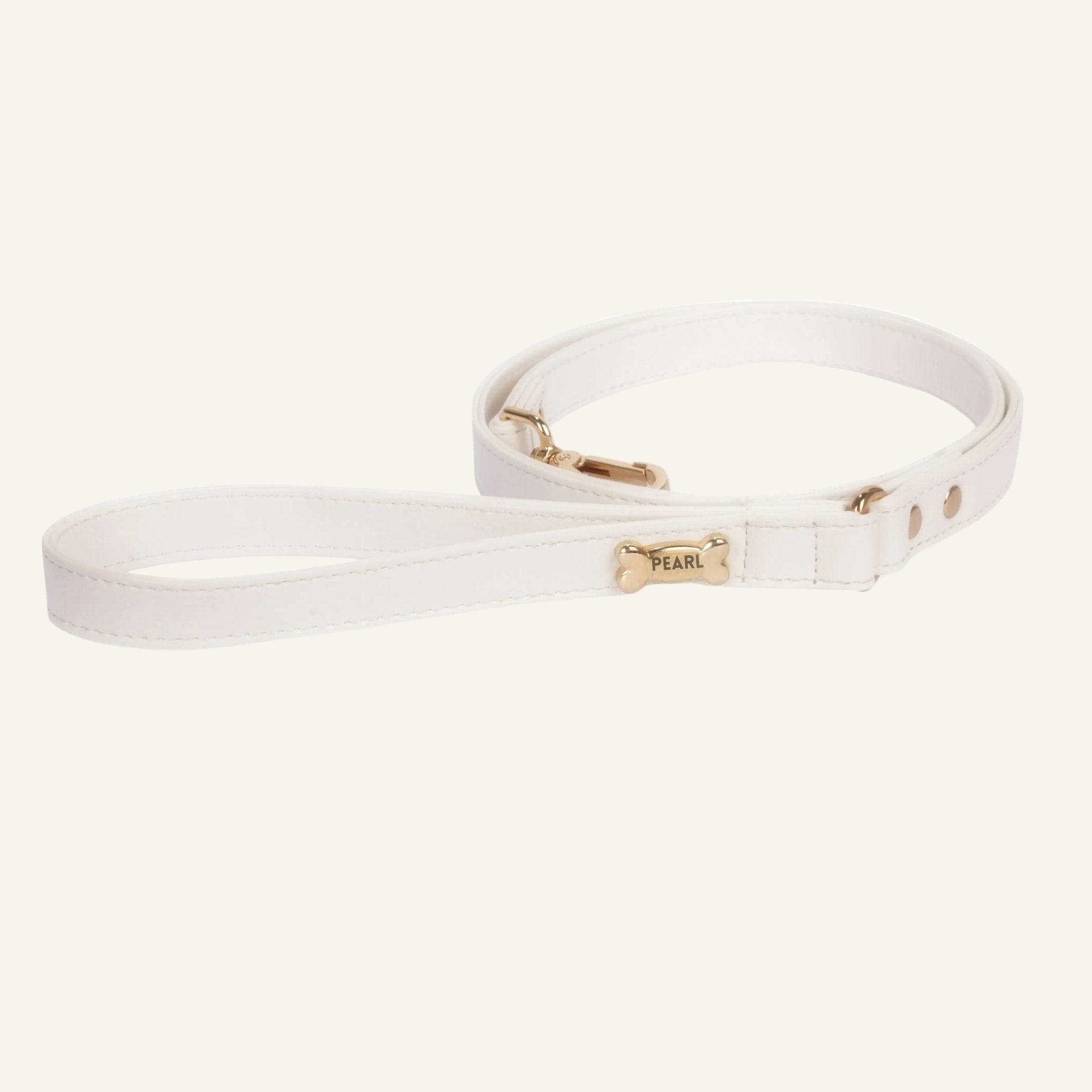 Dog Lead with Gold Plated Bone | White 🐾 - PAW LONDON